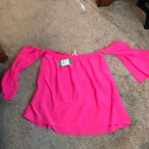 NWT Sanilla Silk Off Shoulder Top Size Large